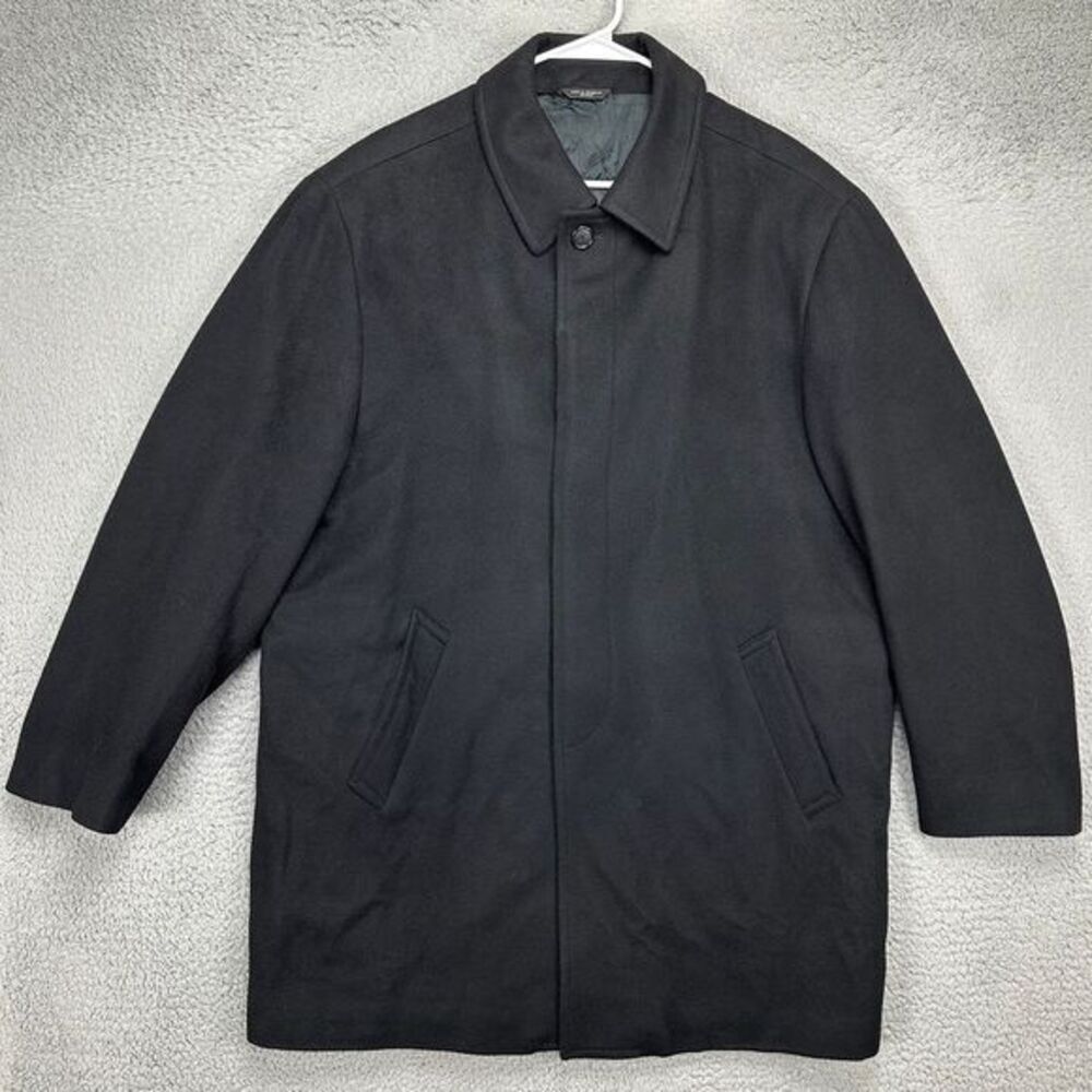 Grant Thomas Peacoat Jacket Mens 46 Long Coat Lord‎ Taylor Black Wool Cashmere